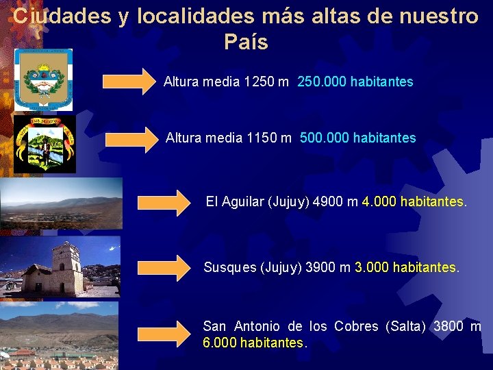Ciudades y localidades más altas de nuestro País Altura media 1250 m 250. 000 Ciudades y localidades más altas de nuestro País Altura media 1250 m 250. 000