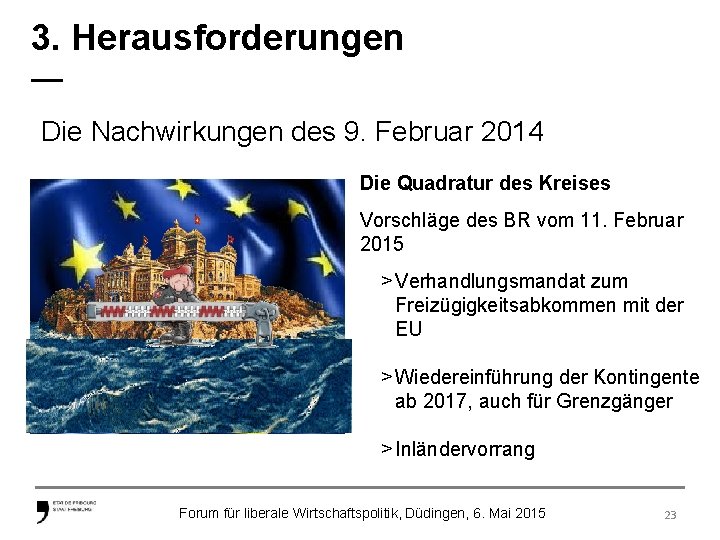 3. Herausforderungen — Die Nachwirkungen des 9. Februar 2014 Die Quadratur des Kreises Vorschläge