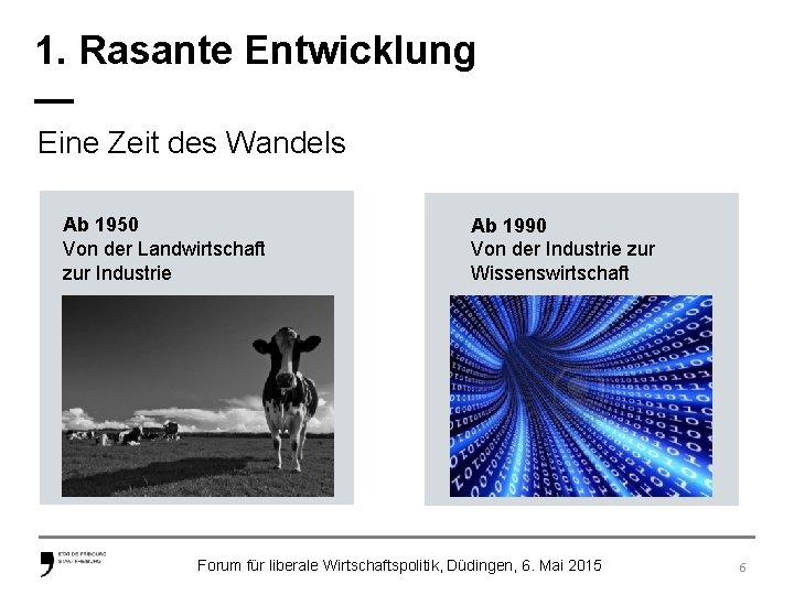 1. Rasante Entwicklung — Eine Zeit des Wandels Ab 1950 Von der Landwirtschaft zur