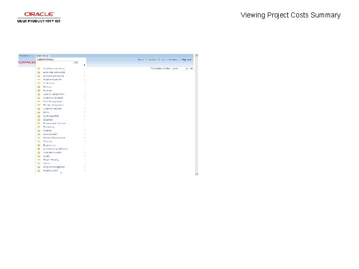 Viewing Project Costs Summary 