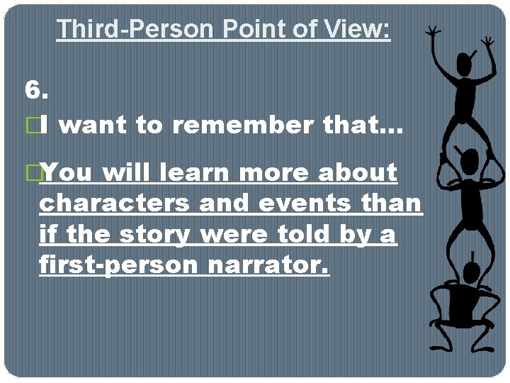 Third-Person Point of View: 6. �I want to remember that… �You will learn more Third-Person Point of View: 6. �I want to remember that… �You will learn more