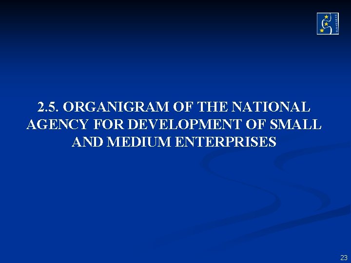 2. 5. ORGANIGRAM OF THE NATIONAL AGENCY FOR DEVELOPMENT OF SMALL AND MEDIUM ENTERPRISES 2. 5. ORGANIGRAM OF THE NATIONAL AGENCY FOR DEVELOPMENT OF SMALL AND MEDIUM ENTERPRISES