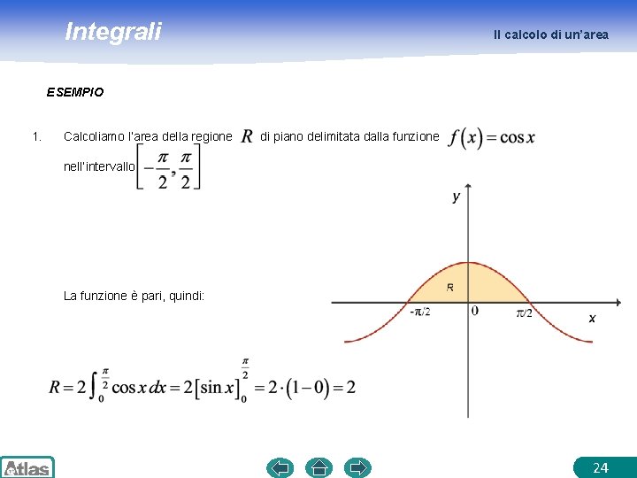Integrali Il calcolo di un’area ESEMPIO 1. Calcoliamo l’area della regione di piano delimitata Integrali Il calcolo di un’area ESEMPIO 1. Calcoliamo l’area della regione di piano delimitata