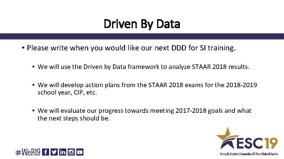 Driven By Data • Please write when you would like our next DDD for