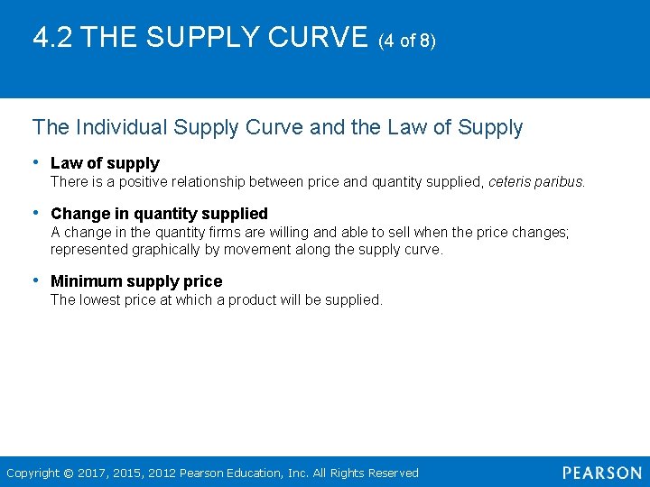 4. 2 THE SUPPLY CURVE (4 of 8) The Individual Supply Curve and the