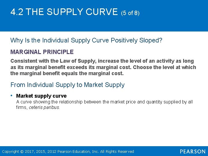 4. 2 THE SUPPLY CURVE (5 of 8) Why Is the Individual Supply Curve