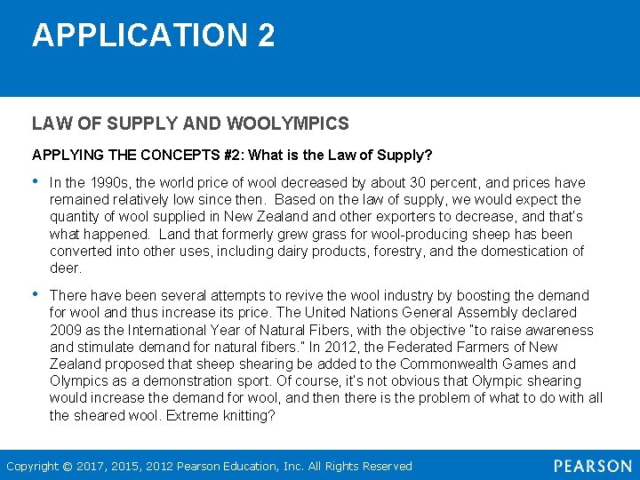 APPLICATION 2 LAW OF SUPPLY AND WOOLYMPICS APPLYING THE CONCEPTS #2: What is the