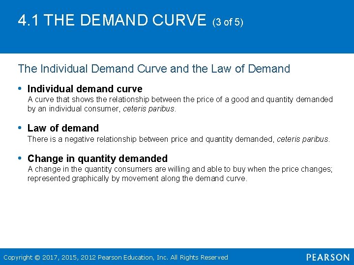 4. 1 THE DEMAND CURVE (3 of 5) The Individual Demand Curve and the