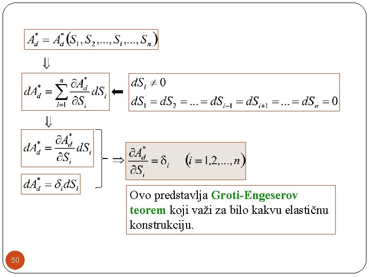 Ovo predstavlja Groti-Engeserov teorem koji važi za bilo kakvu elastičnu konstrukciju. 50 