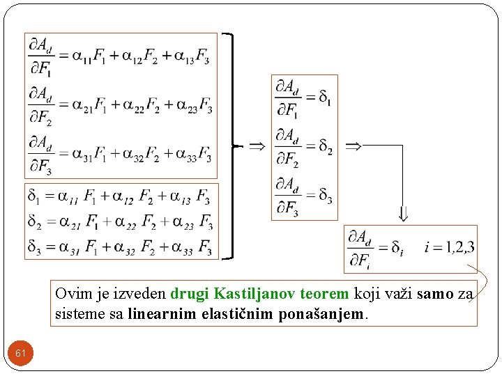 Ovim je izveden drugi Kastiljanov teorem koji važi samo za sisteme sa linearnim elastičnim