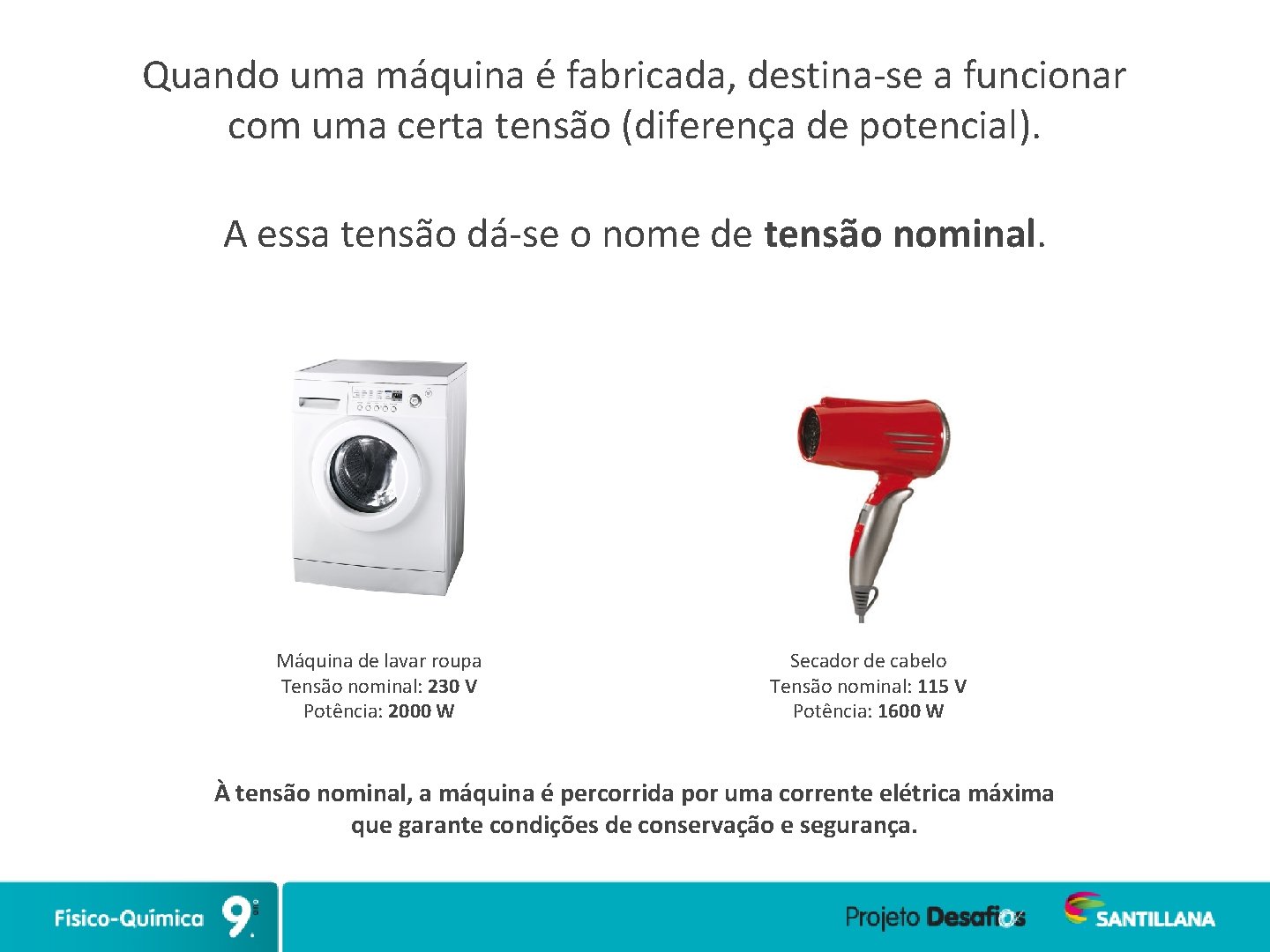 Quando uma máquina é fabricada, destina-se a funcionar com uma certa tensão (diferença de