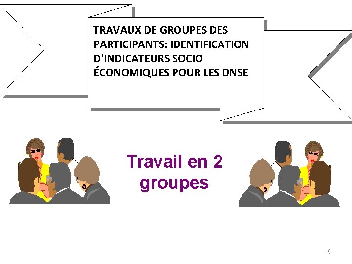 TRAVAUX DE GROUPES DES PARTICIPANTS: IDENTIFICATION D'INDICATEURS SOCIO ÉCONOMIQUES POUR LES DNSE Travail en