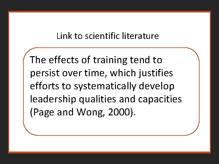 Link to scientific literature The effects of training tend to persist over time, which Link to scientific literature The effects of training tend to persist over time, which