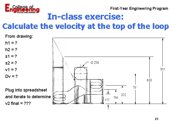 First-Year Engineering Program In-class exercise: Calculate the velocity at the top of the loop First-Year Engineering Program In-class exercise: Calculate the velocity at the top of the loop