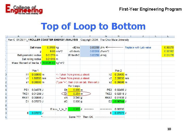 First-Year Engineering Program Top of Loop to Bottom 18 First-Year Engineering Program Top of Loop to Bottom 18