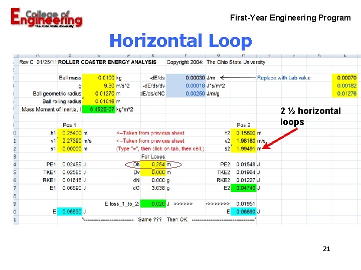 First-Year Engineering Program Horizontal Loop 2 ½ horizontal loops 21 First-Year Engineering Program Horizontal Loop 2 ½ horizontal loops 21