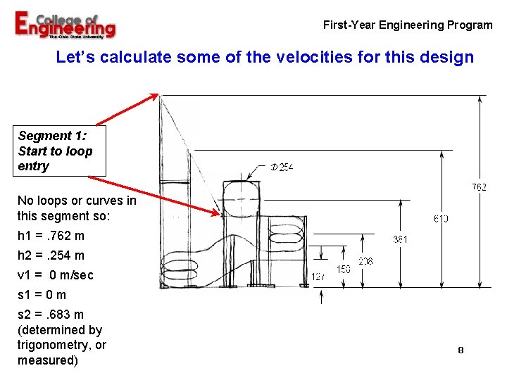 First-Year Engineering Program Let’s calculate some of the velocities for this design Segment 1: First-Year Engineering Program Let’s calculate some of the velocities for this design Segment 1: