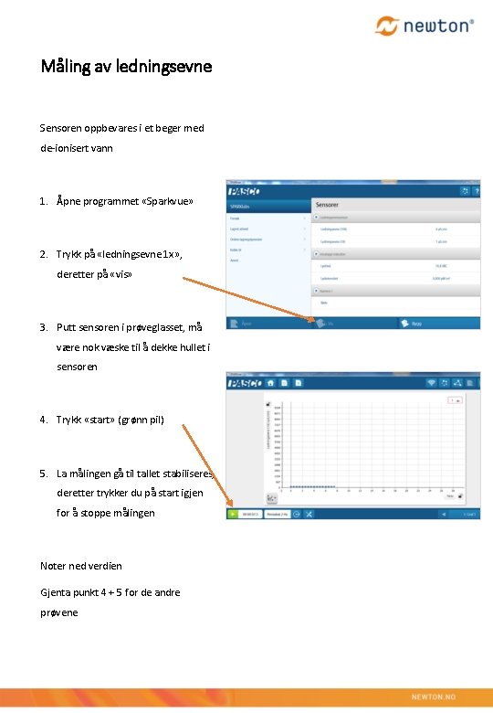 Måling av ledningsevne Sensoren oppbevares i et beger med de-ionisert vann 1. Åpne programmet