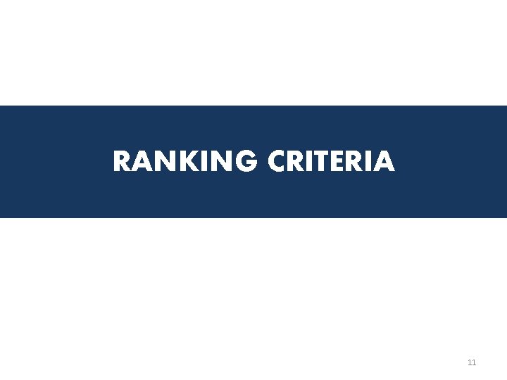 RANKING CRITERIA 11 