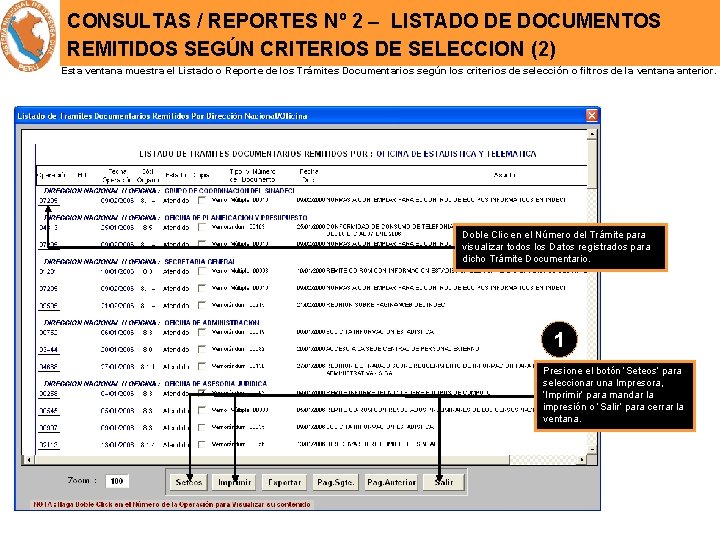 CONSULTAS / REPORTES Nº 2 – LISTADO DE DOCUMENTOS REMITIDOS SEGÚN CRITERIOS DE SELECCION