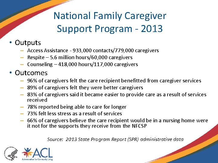 National Family Caregiver Support Program - 2013 • Outputs – Access Assistance - 933,