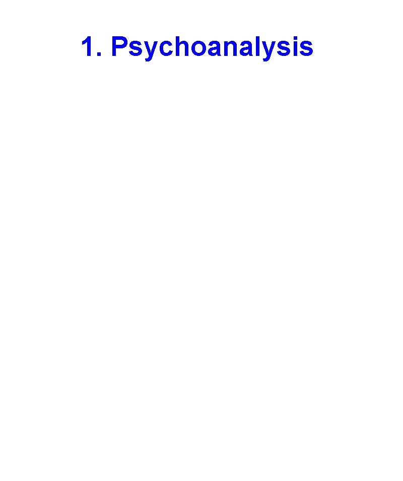 1. Psychoanalysis 