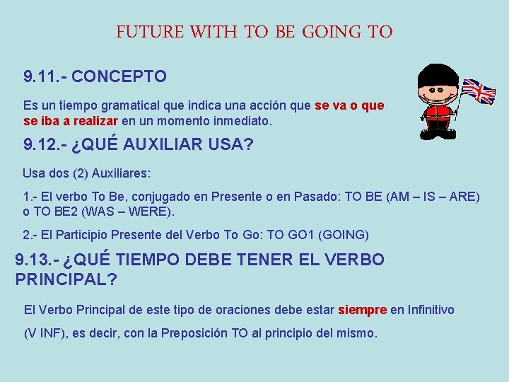 FUTURE WITH TO BE GOING TO 9. 11. - CONCEPTO Es un tiempo gramatical