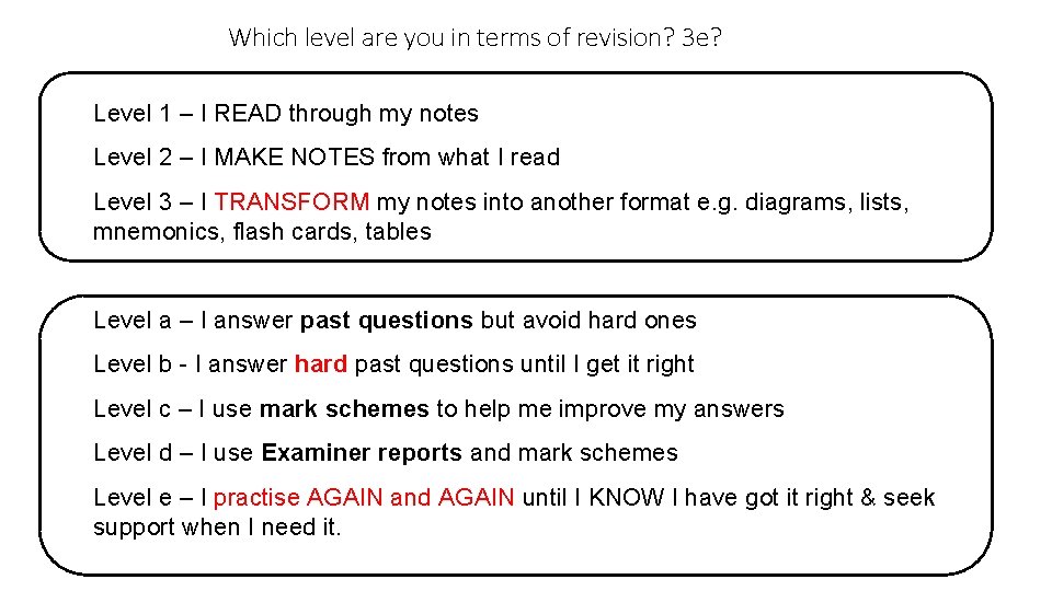 Which level are you in terms of revision? 3 e? Level 1 – I