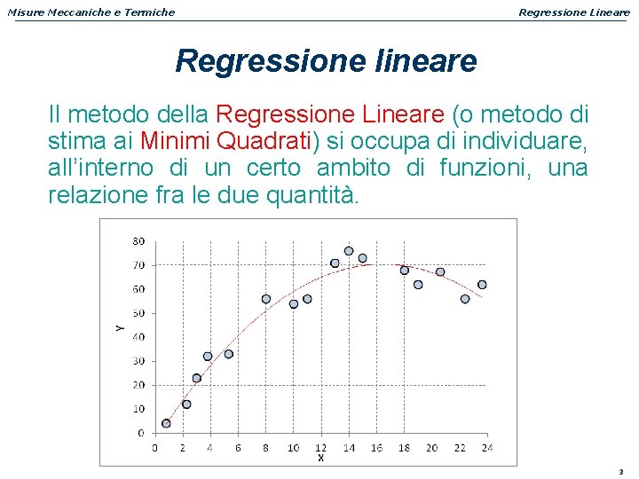 Misure Meccaniche e Termiche Regressione Lineare Regressione lineare Il metodo della Regressione Lineare (o