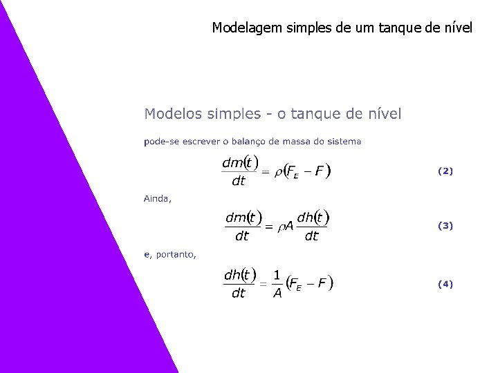 Modelagem simples de um tanque de nível 