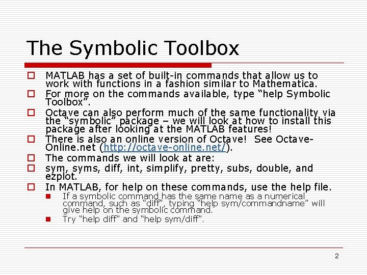 do i have matlab symbolic toolbox