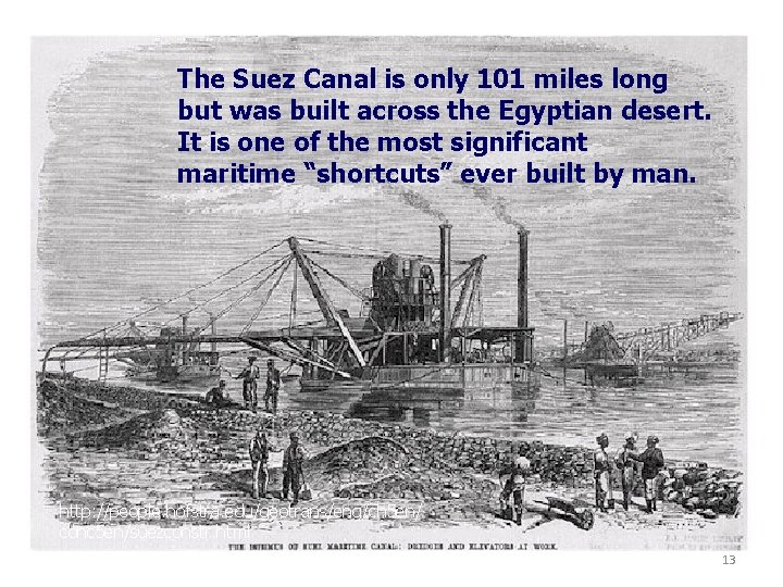 The Suez Canal is only 101 miles long but was built across the Egyptian