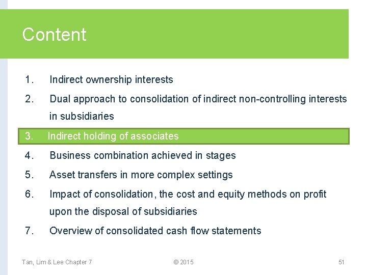 Content 1. Indirect ownership interests 2. Dual approach to consolidation of indirect non-controlling interests