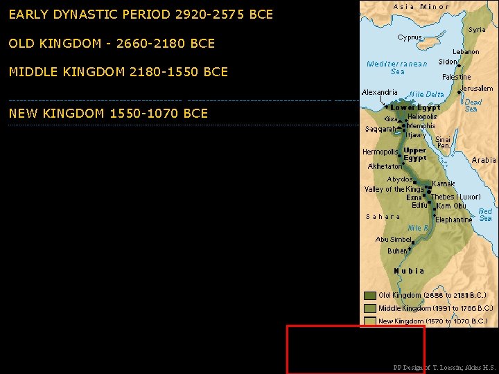 EARLY DYNASTIC PERIOD 2920 -2575 BCE OLD KINGDOM - 2660 -2180 BCE MIDDLE KINGDOM