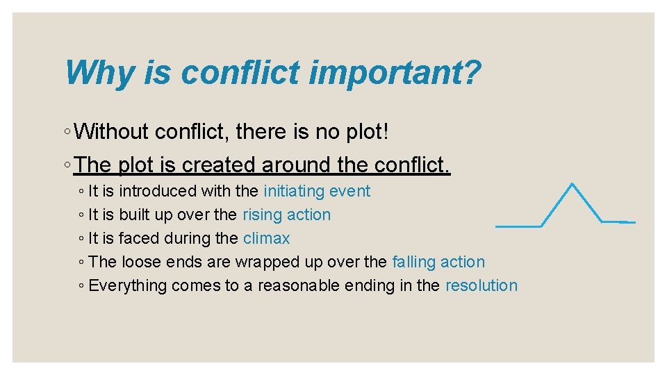 Why is conflict important? ◦ Without conflict, there is no plot! ◦ The plot