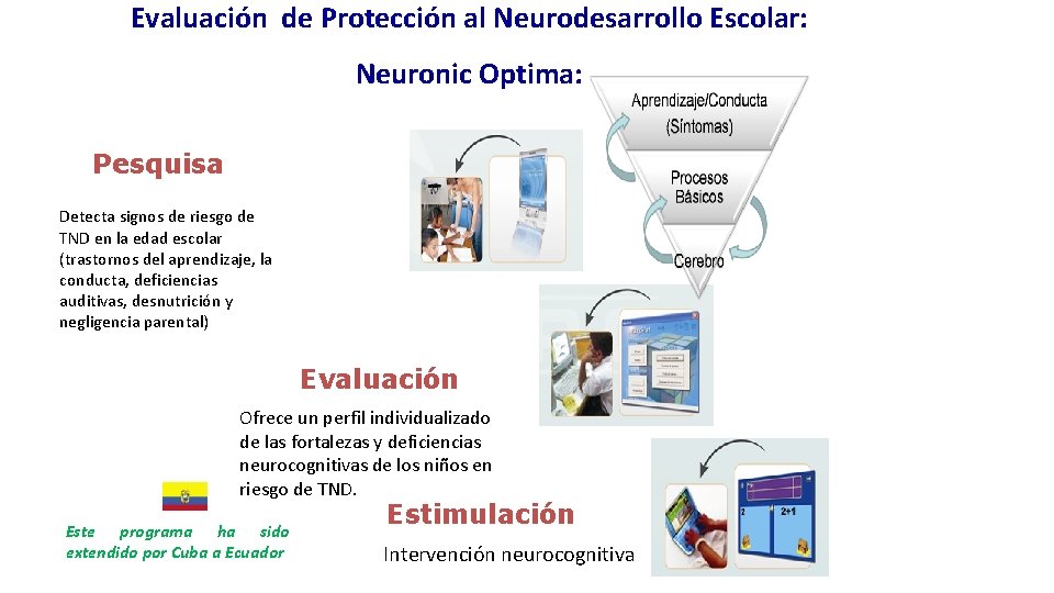 Evaluación de Protección al Neurodesarrollo Escolar: Neuronic Optima: Pesquisa Detecta signos de riesgo de