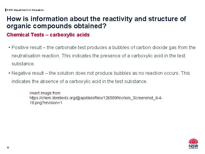 NSW Department of Education How is information about the reactivity and structure of organic