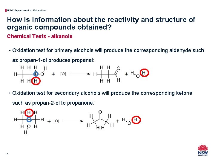 NSW Department of Education How is information about the reactivity and structure of organic