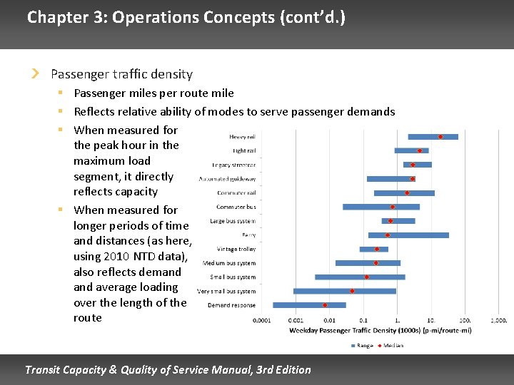 Chapter 3: Operations Concepts (cont’d. ) Passenger traffic density § Passenger miles per route