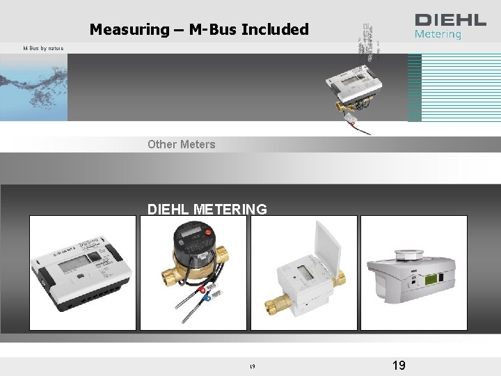 Measuring – M-Bus Included M-Bus by nature Other Meters DIEHL METERING 19 19 