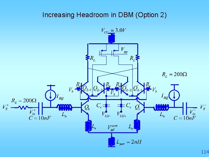 Increasing Headroom in DBM (Option 2) 114 