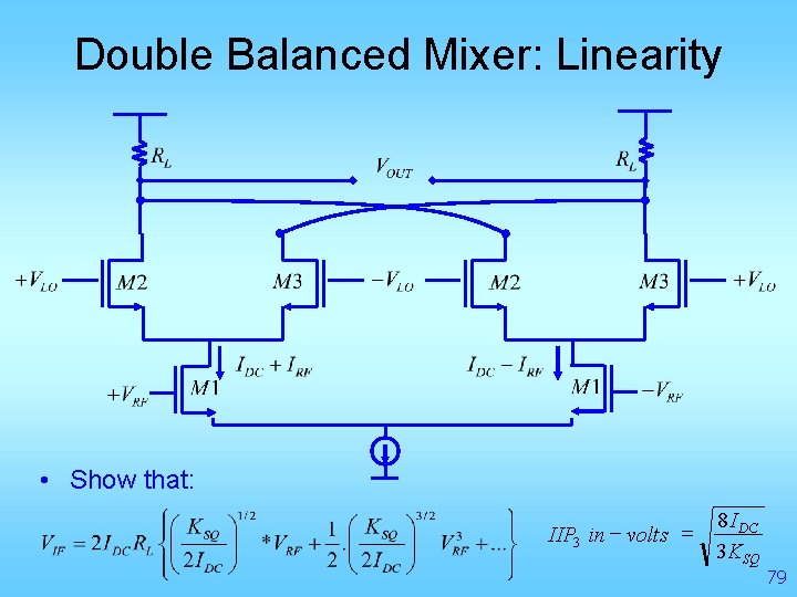 Double Balanced Mixer: Linearity • Show that: IIP 3 in - volts = 8