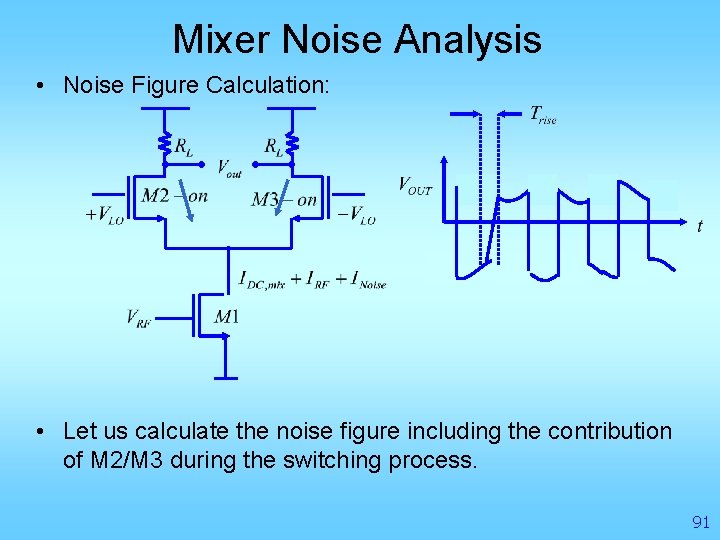 Mixer Noise Analysis • Noise Figure Calculation: • Let us calculate the noise figure