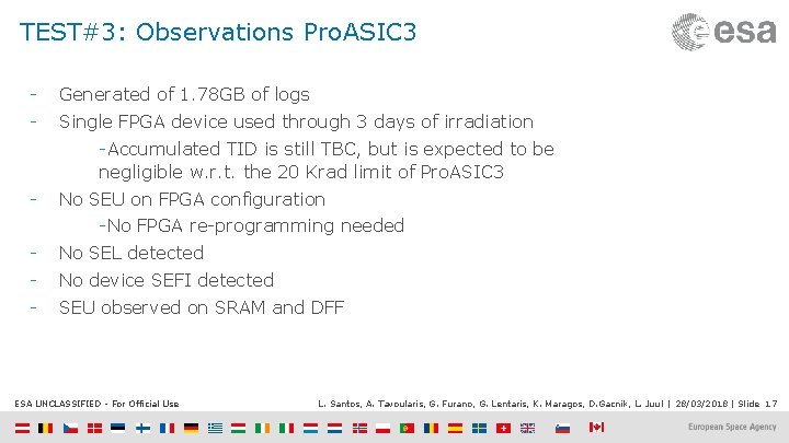 TEST#3: Observations Pro. ASIC 3 - Generated of 1. 78 GB of logs -