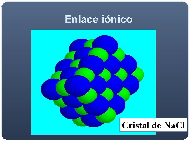 Enlace iónico Cristal de Na. Cl Enlace iónico Cristal de Na. Cl