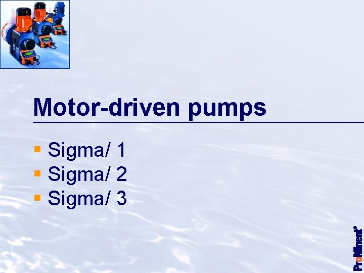 Motor-driven pumps § Sigma/ 1 § Sigma/ 2 § Sigma/ 3 