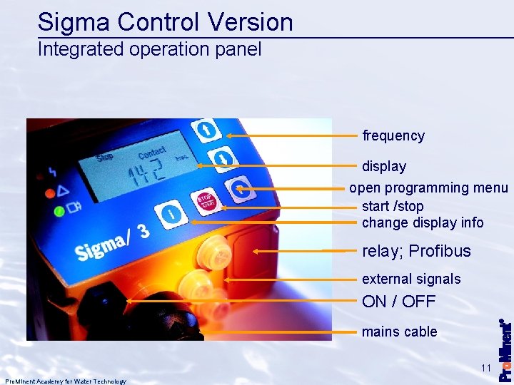 Sigma Control Version Integrated operation panel frequency display open programming menu start /stop change