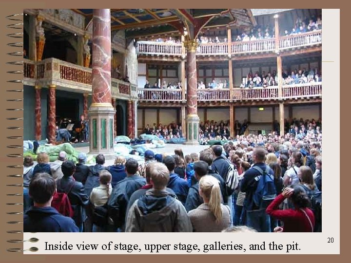 Inside view of stage, upper stage, galleries, and the pit. 20 