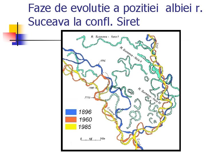 Faze de evolutie a pozitiei albiei r. Suceava la confl. Siret 