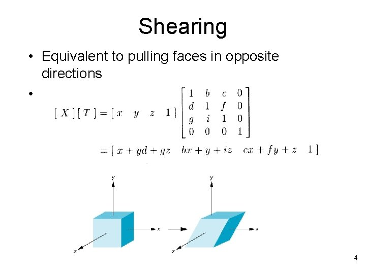 Shearing • Equivalent to pulling faces in opposite directions • 4 